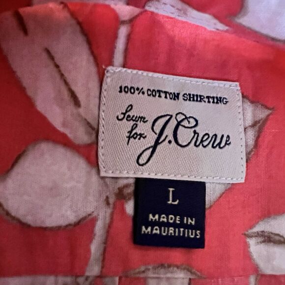 J Crew Hawaiian Shirt Mens Large Blue Floral Button Up Pocket Casual Preppy - Picture 5 of 8